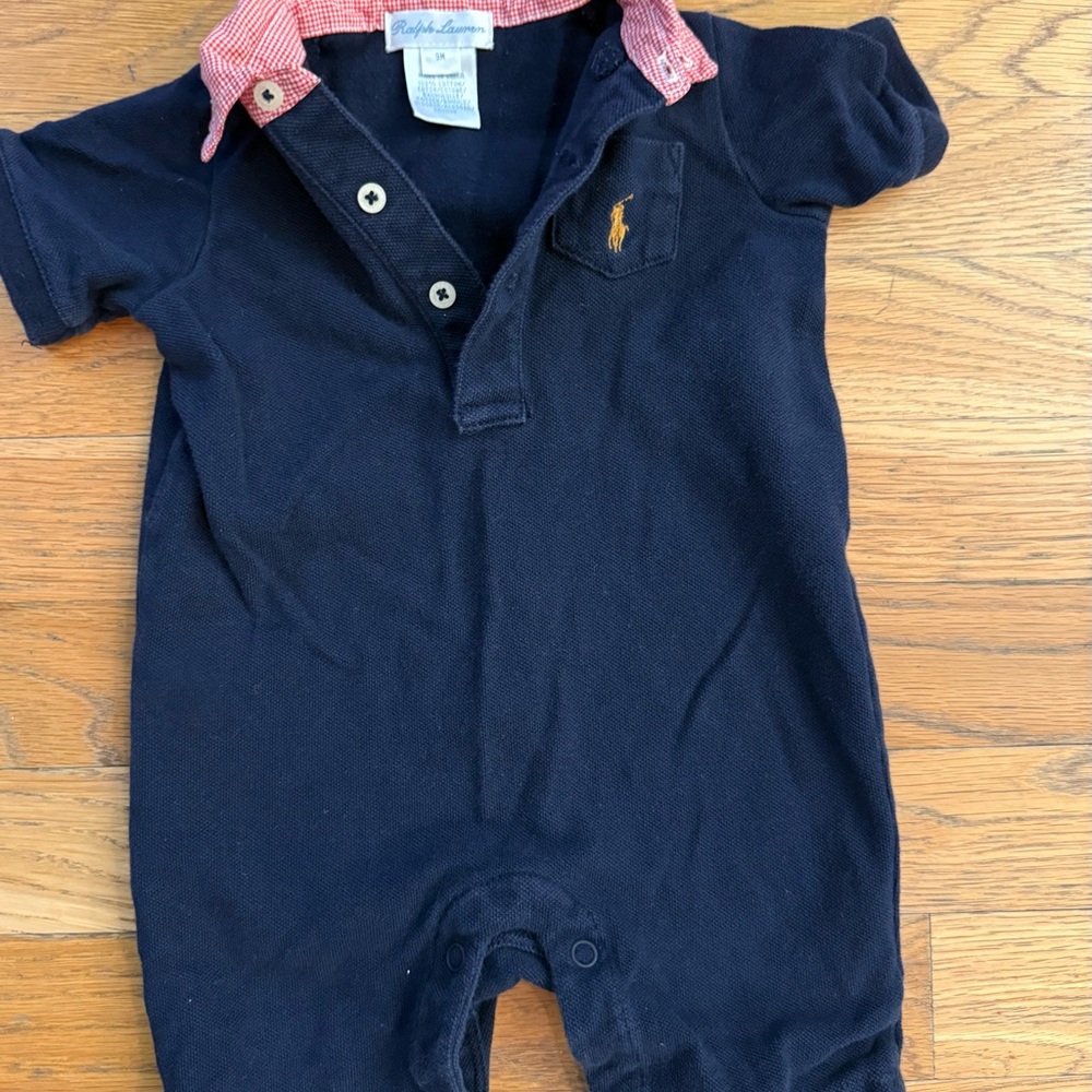 Ralph Lauren Navy and Red Baby Rompers size 9 months - Picture 4 of 5